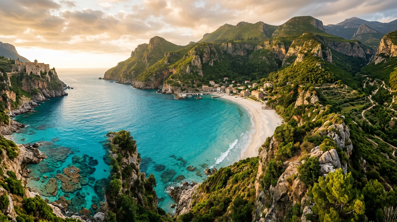 Hidden Gems – Epic Off-the-Path Travel Escapes - Smart Discoveries Hidden gems and off-the-path travel destination with turquoise water, secluded beach and dramatic mountains